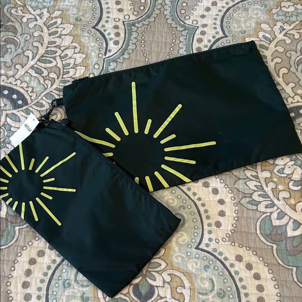 Aerie Green and Yellow Travel Bags NWT